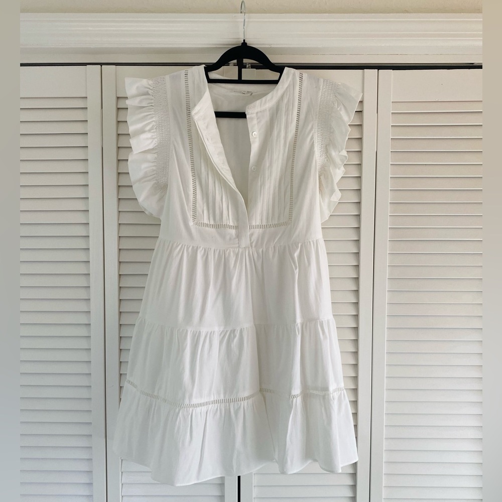 White Mini Flutter Sleeve Sundress